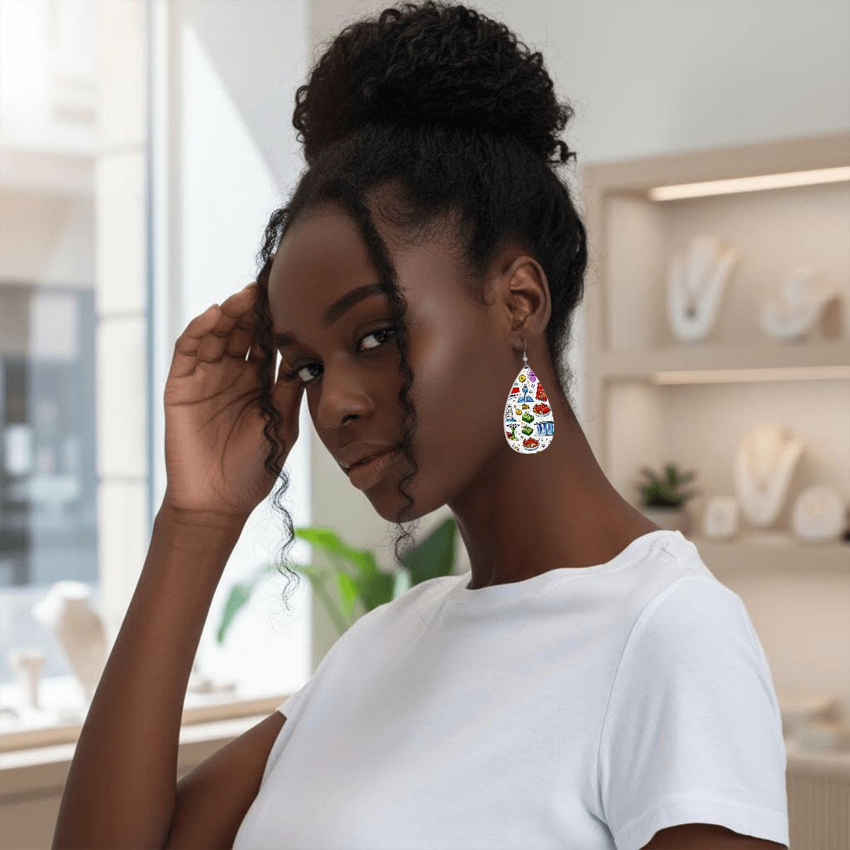 Custom Leather Teardrop Earrings