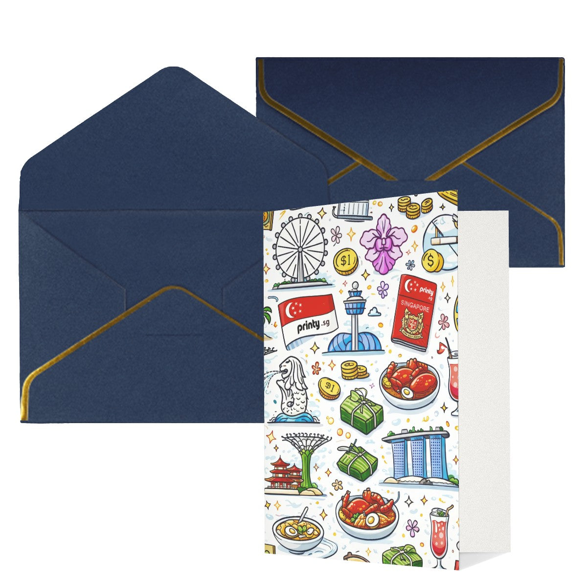 Custom Vertical Greeting Cards (Golden Edge Pearl Paper)