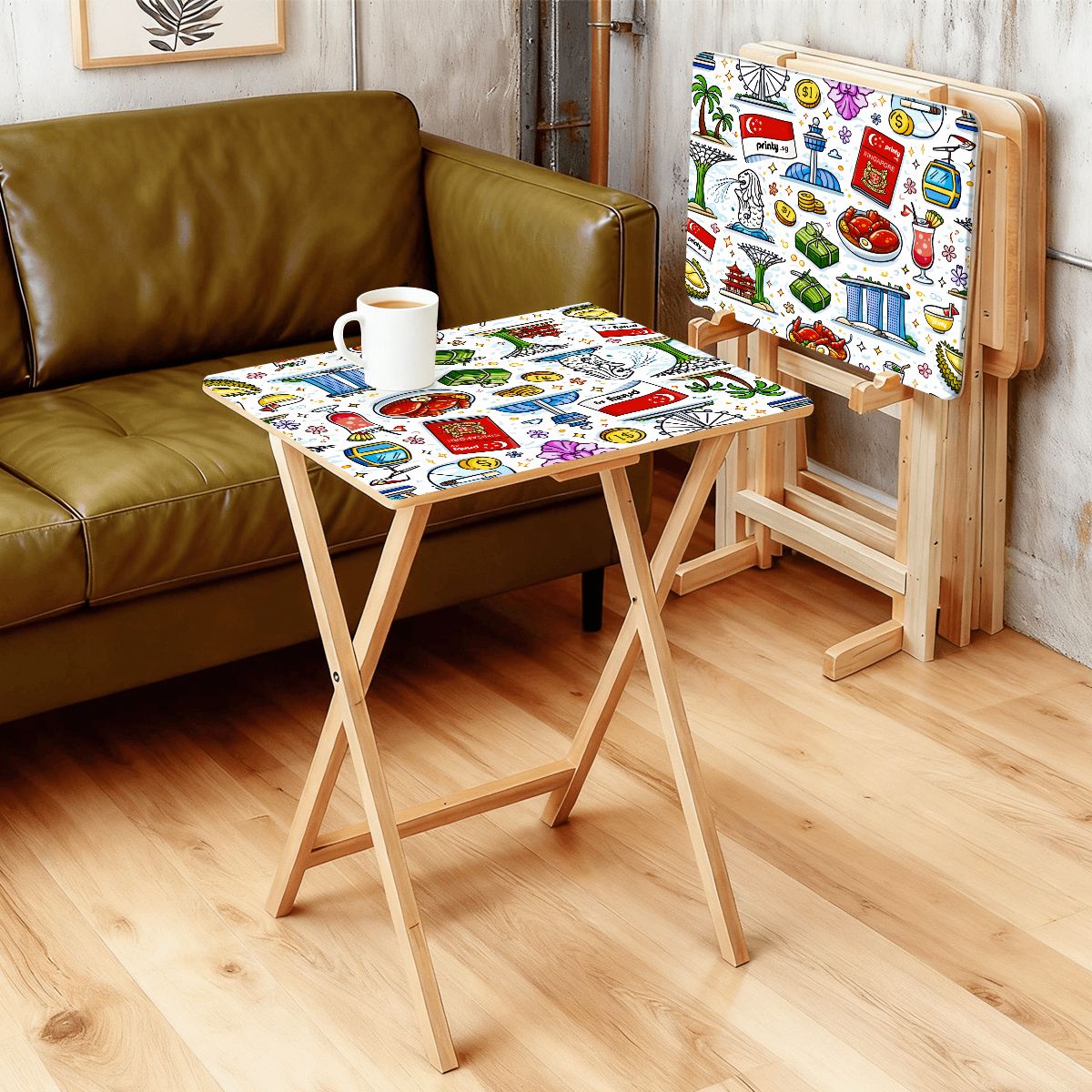 Custom TV Trays with Storage Rack