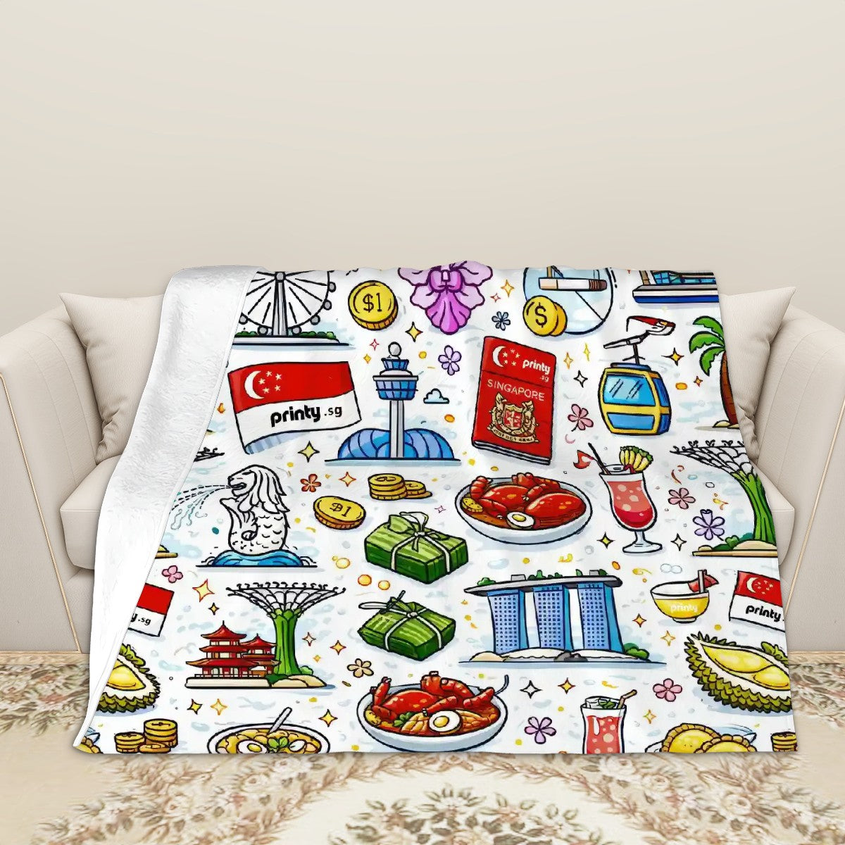 Custom 280 GSM Multi-Size Flannel Throw Blanket (Horizontal)