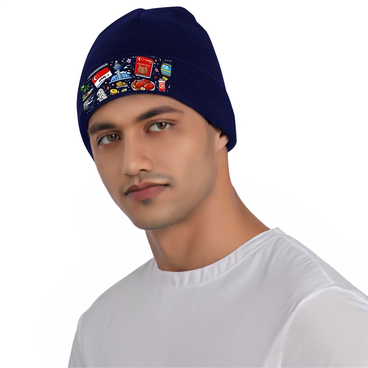 Custom Knit Hat with Heat Transfer Patch