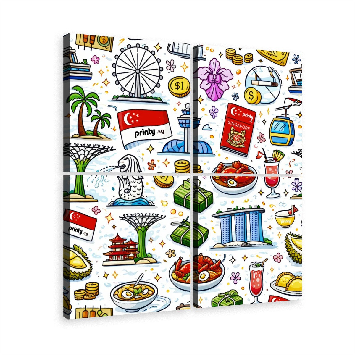 Custom 4 Panels Canvas Prints Wall Art (Set A)
