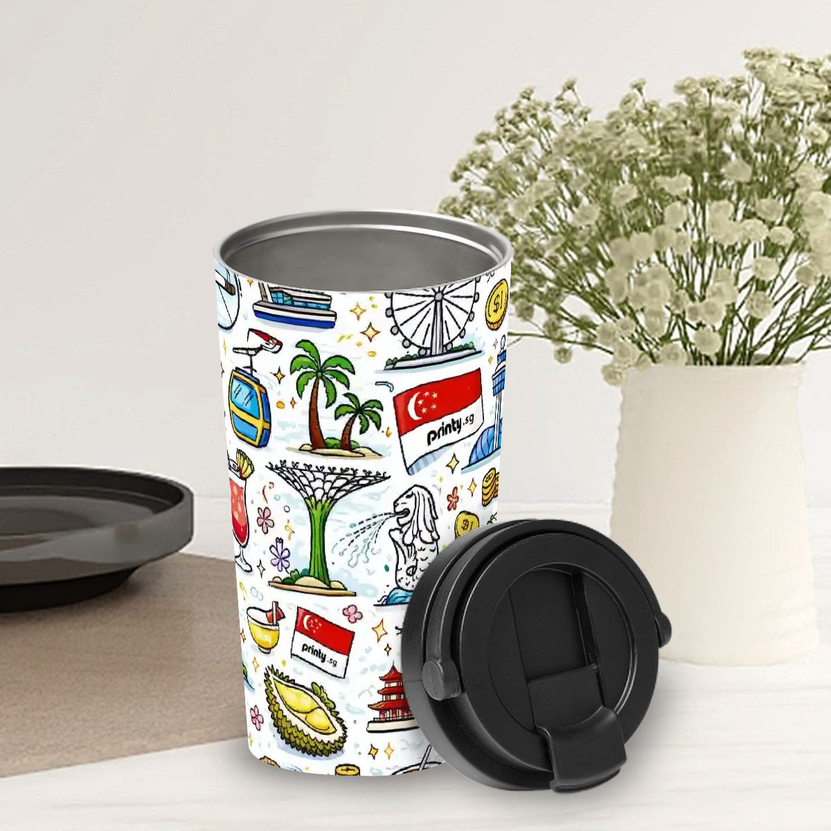 Custom Insulated Coffee Mug with Lid Drinkware (17oz)