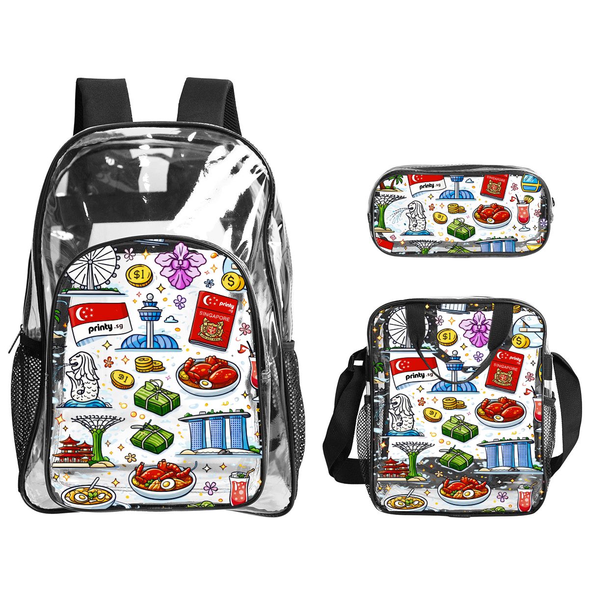 Custom Clear Backpack Set of 3 (Backpack&Lunch Bag&Pencil Case)
