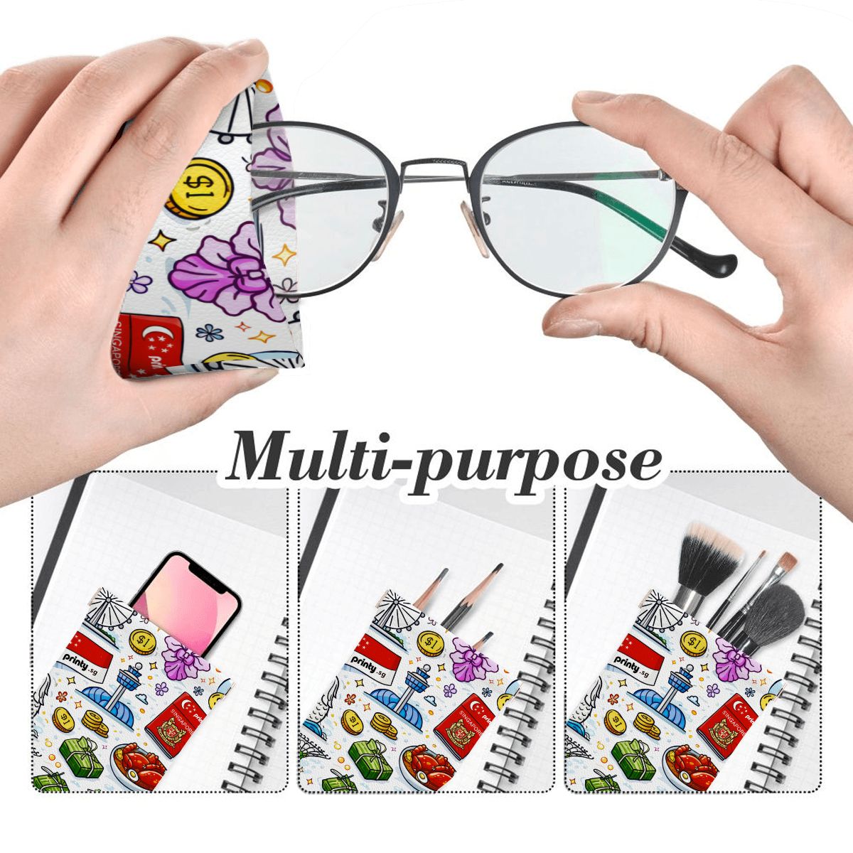 Custom Squeeze Top Leather Glasses Case