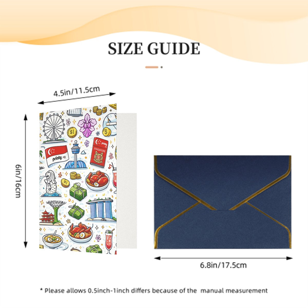 Custom Vertical Greeting Cards (Golden Edge Pearl Paper)