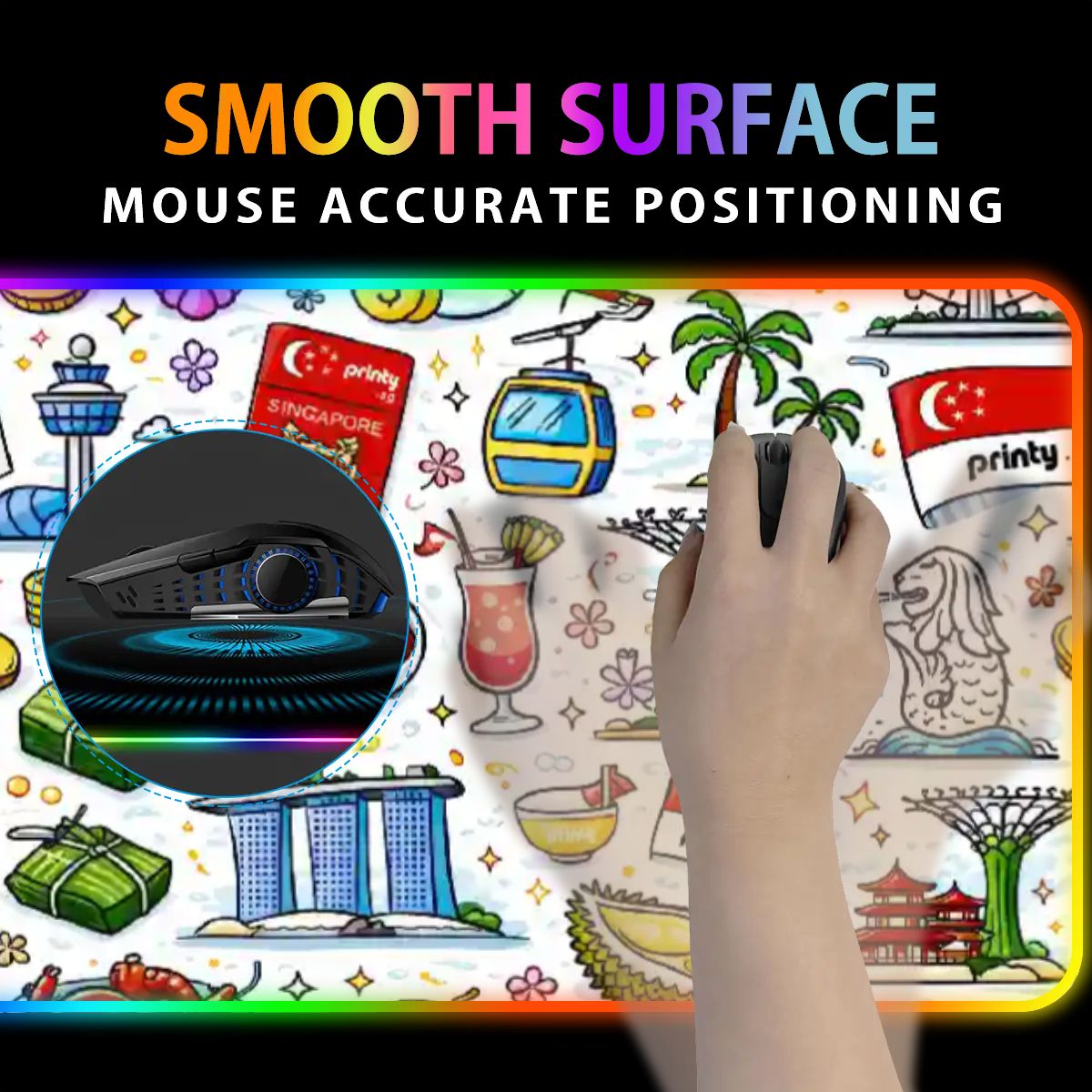 Custom Wireless Charging RGB Mouse Pad (8:3)