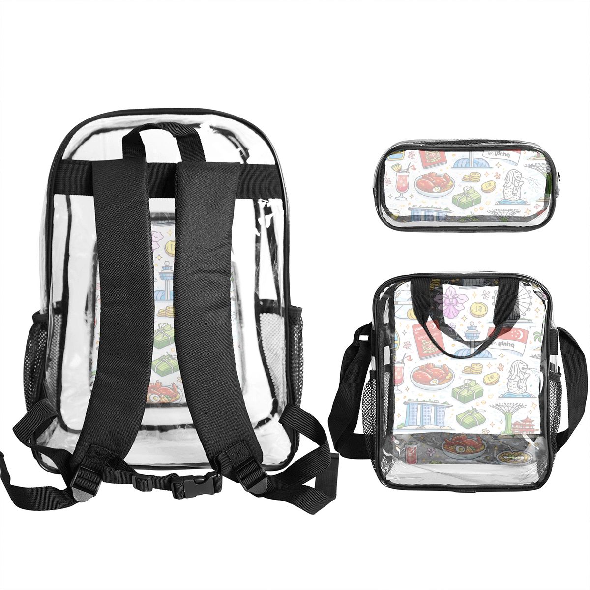 Custom Clear Backpack Set of 3 (Backpack&Lunch Bag&Pencil Case)
