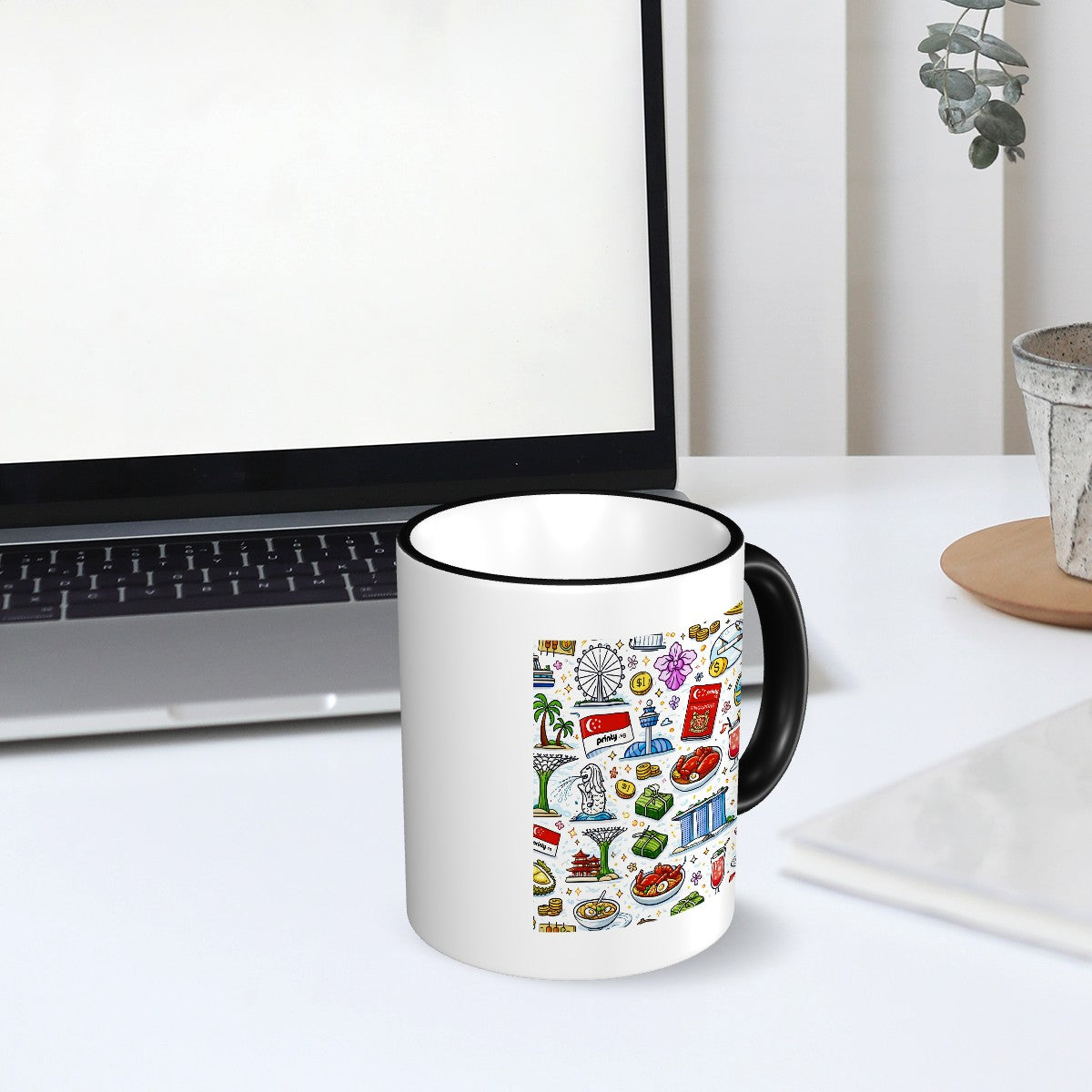 Custom Colored Ceramic Coffee Mug (11oz) (Area Print)
