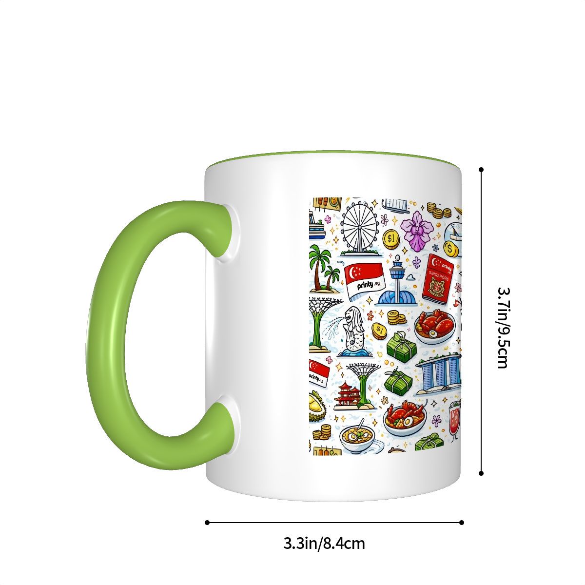 Custom Colored Ceramic Coffee Mug (11oz) (Area Print)