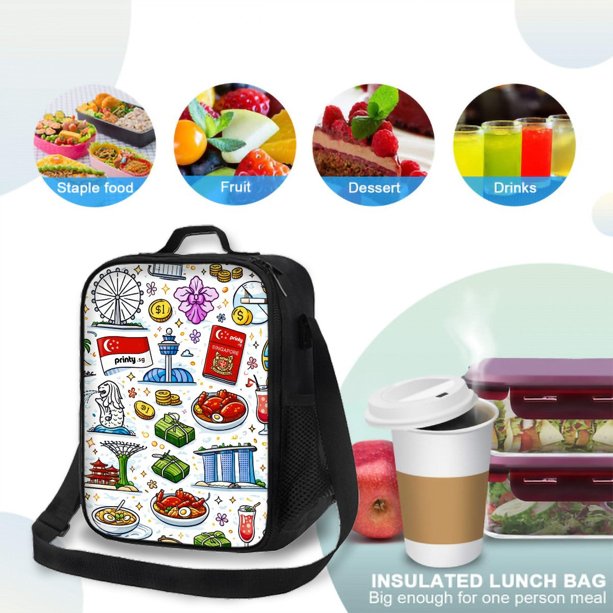 Custom Insulated Lunch Bag with Shoulder Strap
