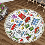 Custom Multiple Sizes Round Area Rug with Tassels