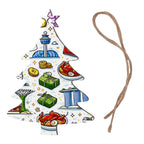 Custom Wood Christmas Ornaments Christmas Tree Shape Set of 4
