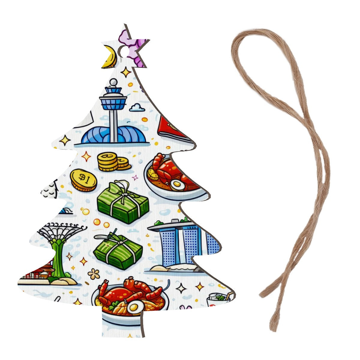 Custom Wood Christmas Ornaments Christmas Tree Shape Set of 4