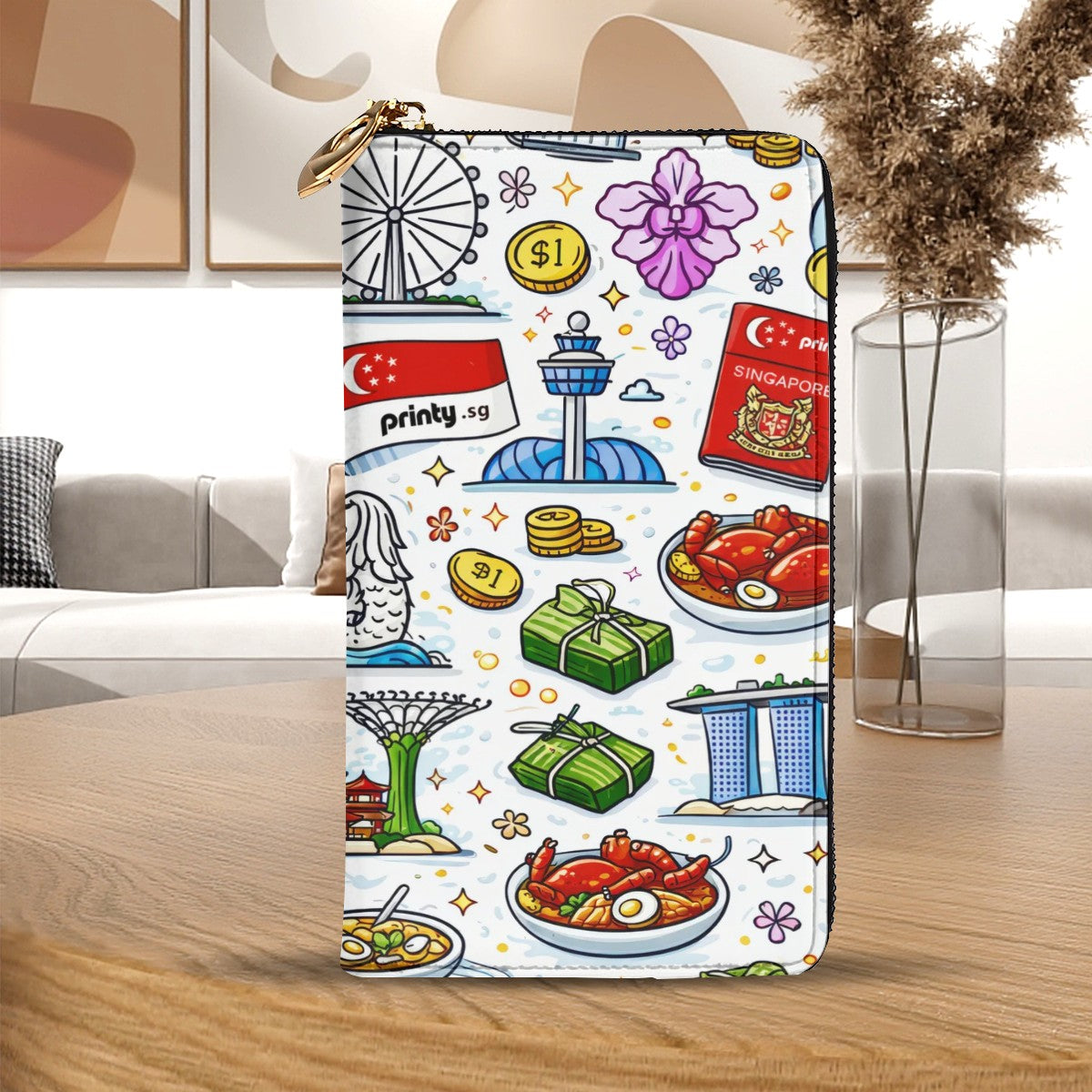 Custom Vertical Leather Long Clutch Wallet