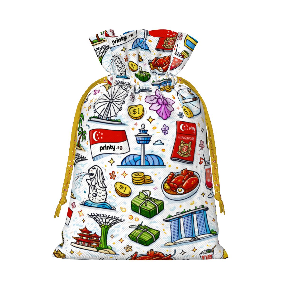Custom Christmas Drawstring Gift Bags