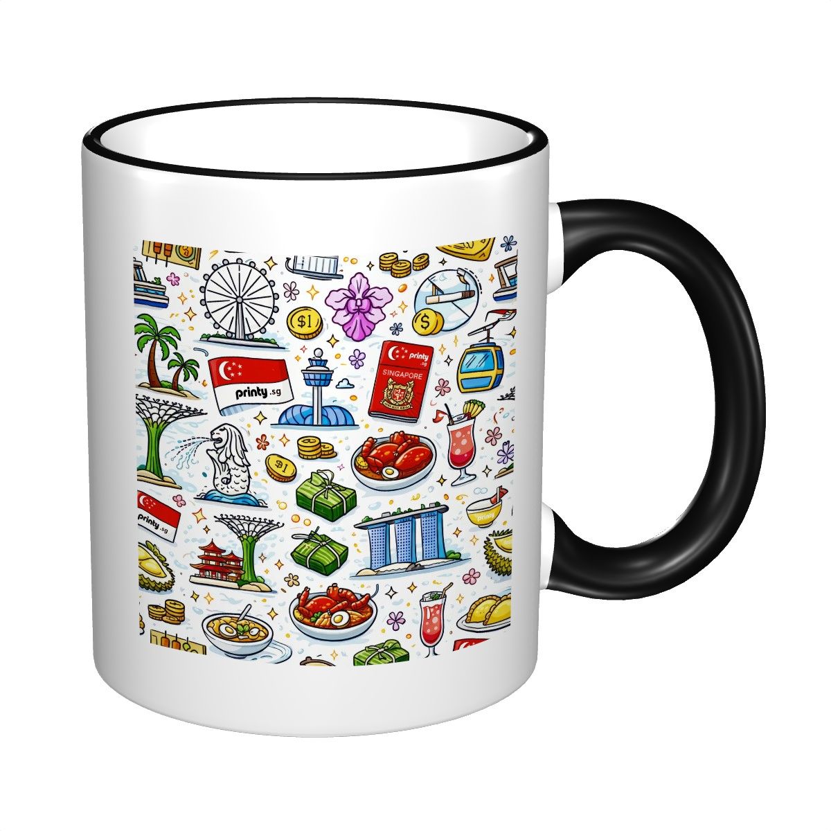 Custom Colored Ceramic Coffee Mug (11oz) (Area Print)