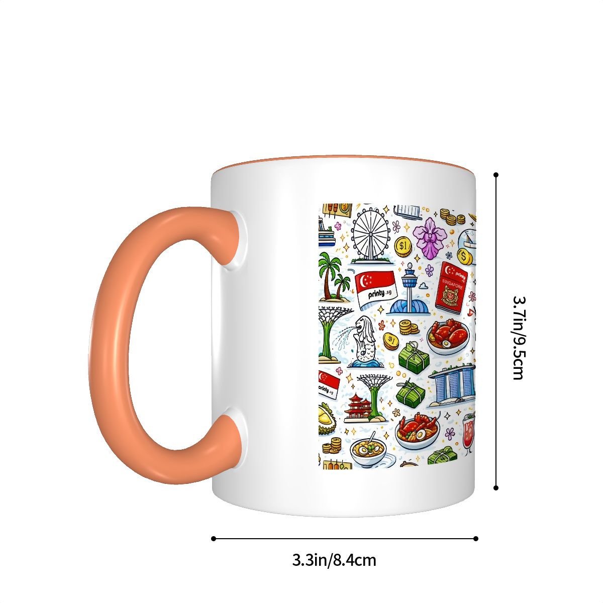 Custom Colored Ceramic Coffee Mug (11oz) (Area Print)