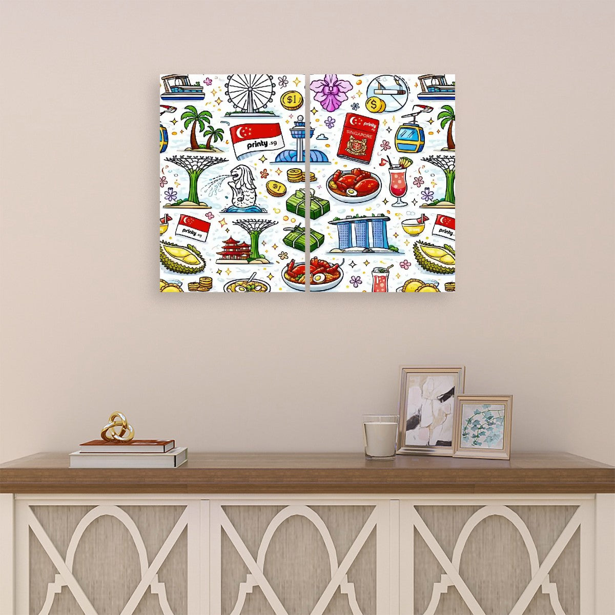 Custom 2 Panels Canvas Prints Wall Art (Set C)