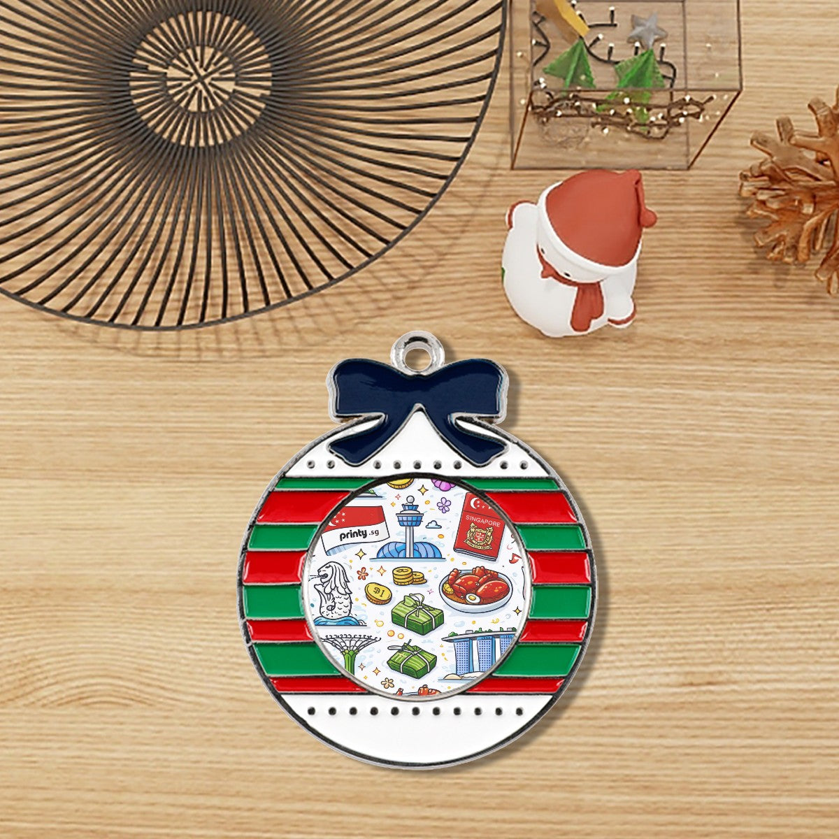 Custom Circular Christmas Decorations Alloy Pendants