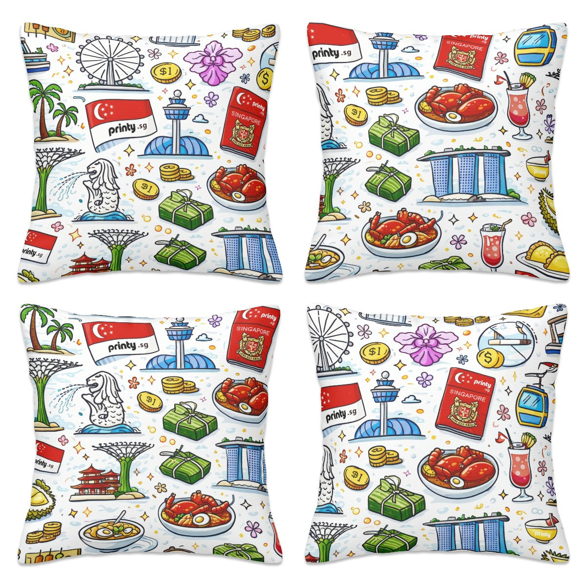 Custom All Season Throw Pillow Covers Set of 4(Single-Sided Design)