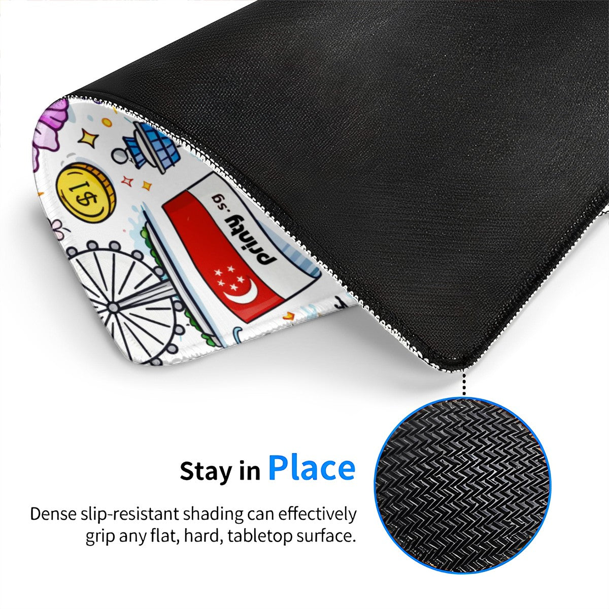 Custom Multi-Size Mouse Pad with Stitched Edge (Vertical)