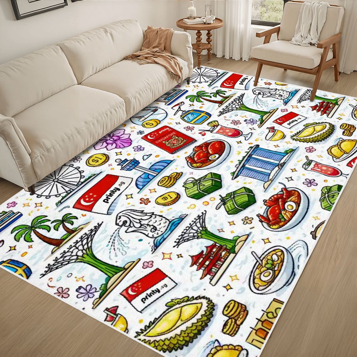 Custom Area Rug with White Border 48"x72"