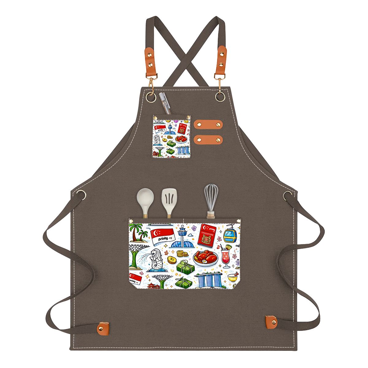 Custom Children's Canvas Cross Back Apron with Pockets