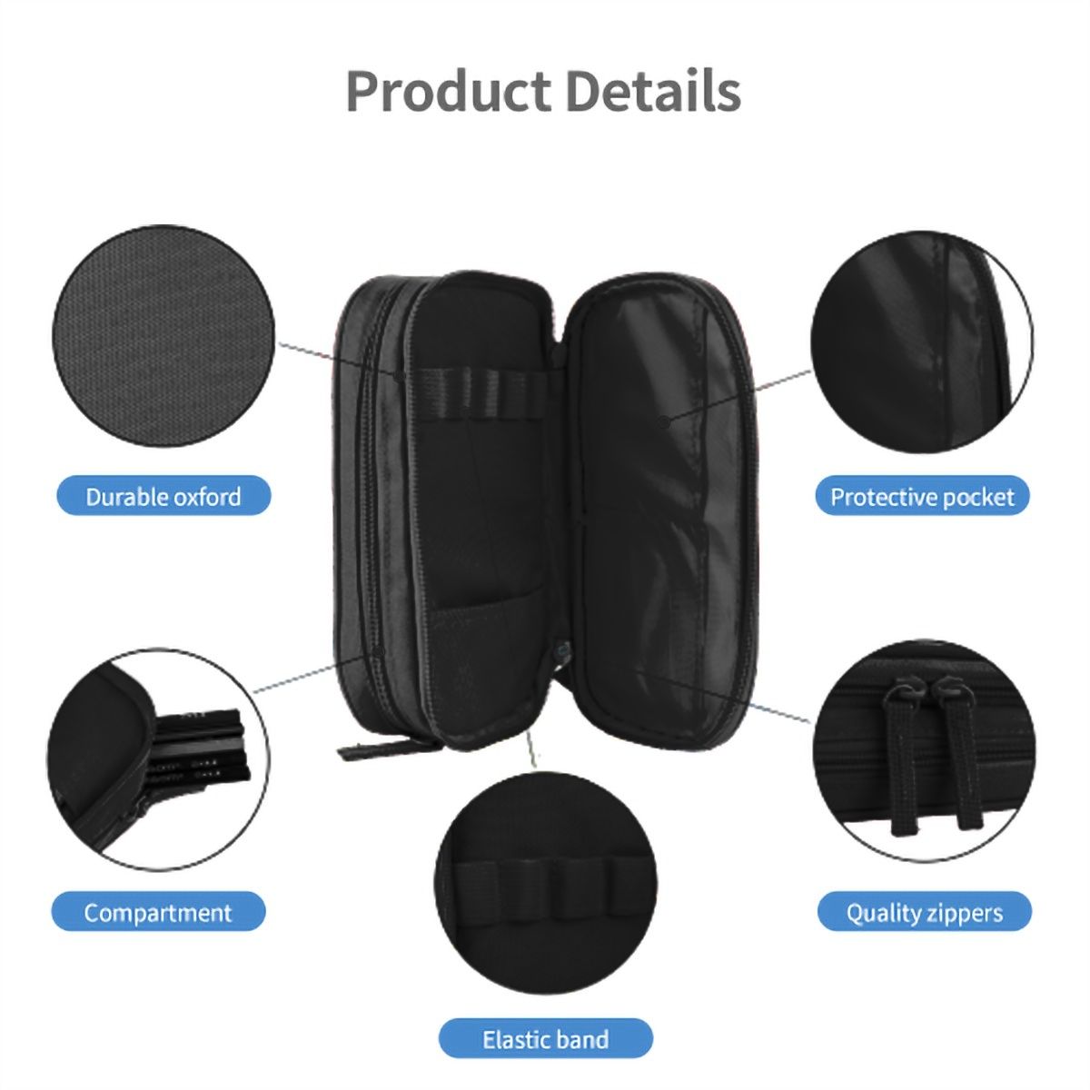 Custom Vertical Oxford Large Capacity Double Layer Pencil Case
