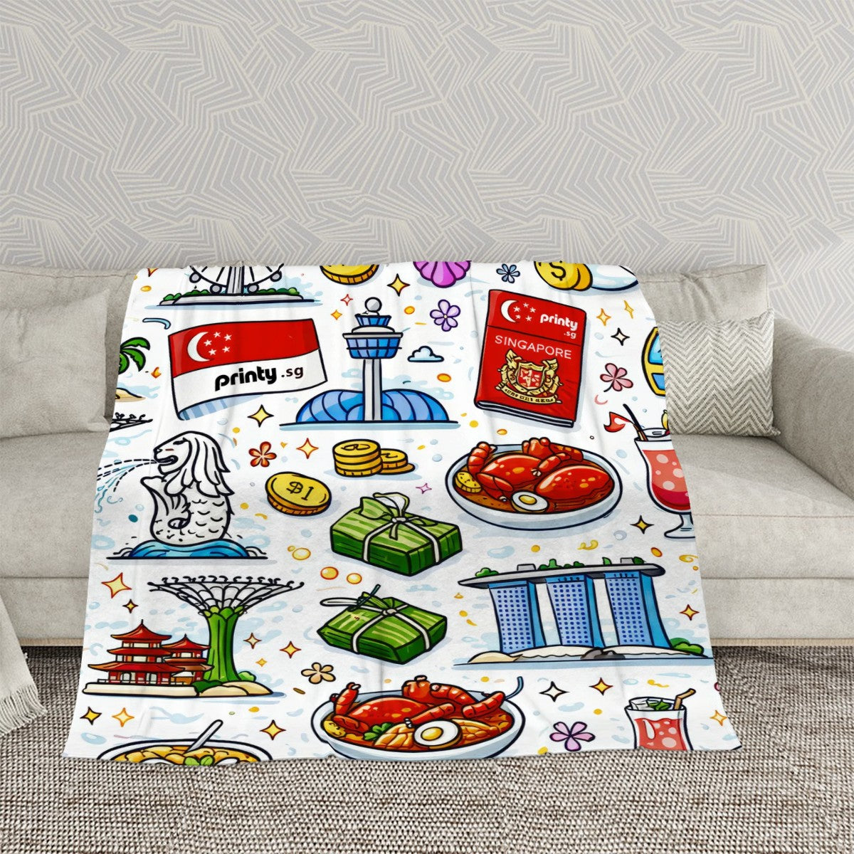 Custom 280 GSM Flannel Throw Blanket 80"x70" (Vertical)