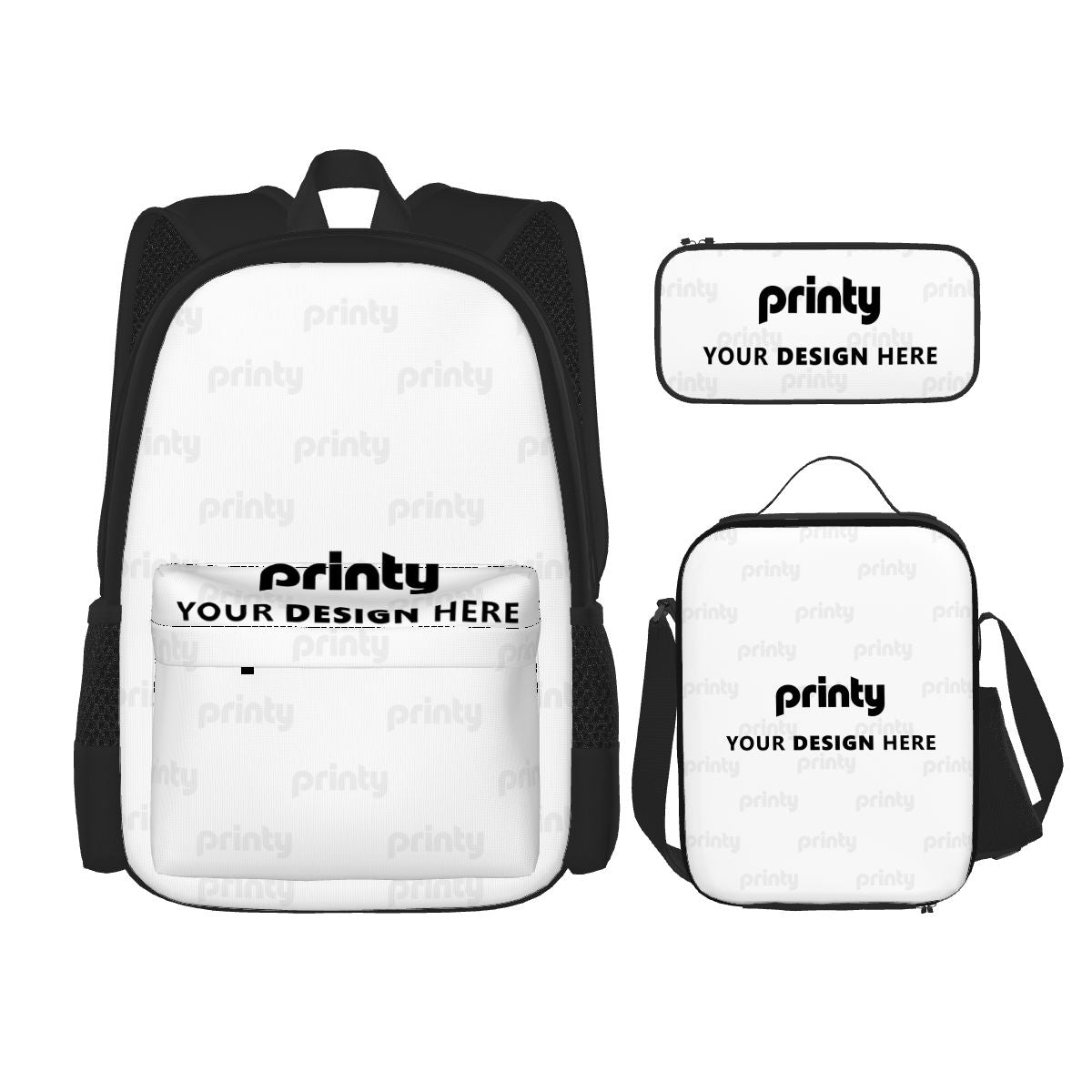 Custom Set of 3 Bags (Oxford Backpack Lunch Bag & Pencil Pouch)