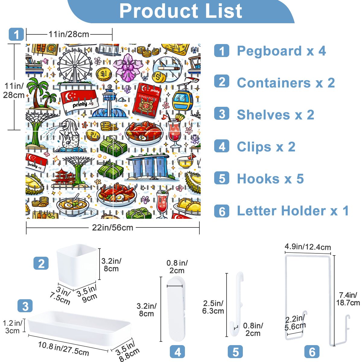 Custom 4 PCS Pegboard Kit