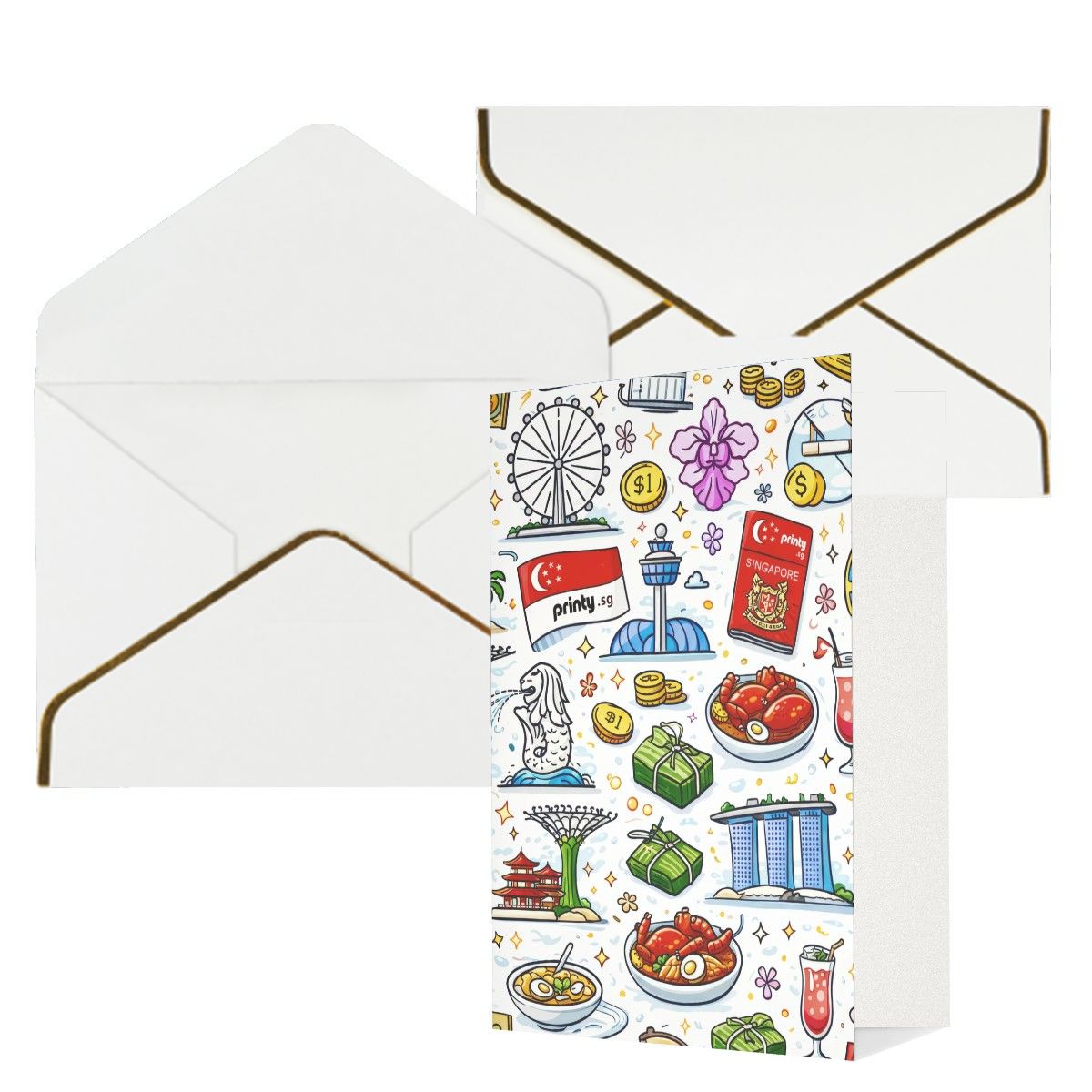 Custom Vertical Greeting Cards (Golden Edge Pearl Paper)