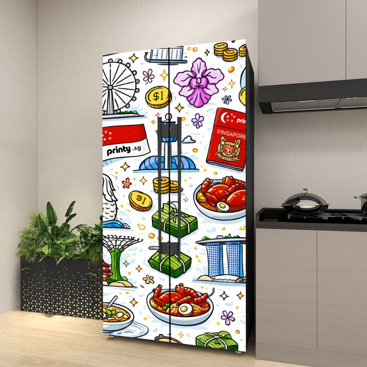 Custom Self Adhesive Refrigerator Wrap Set