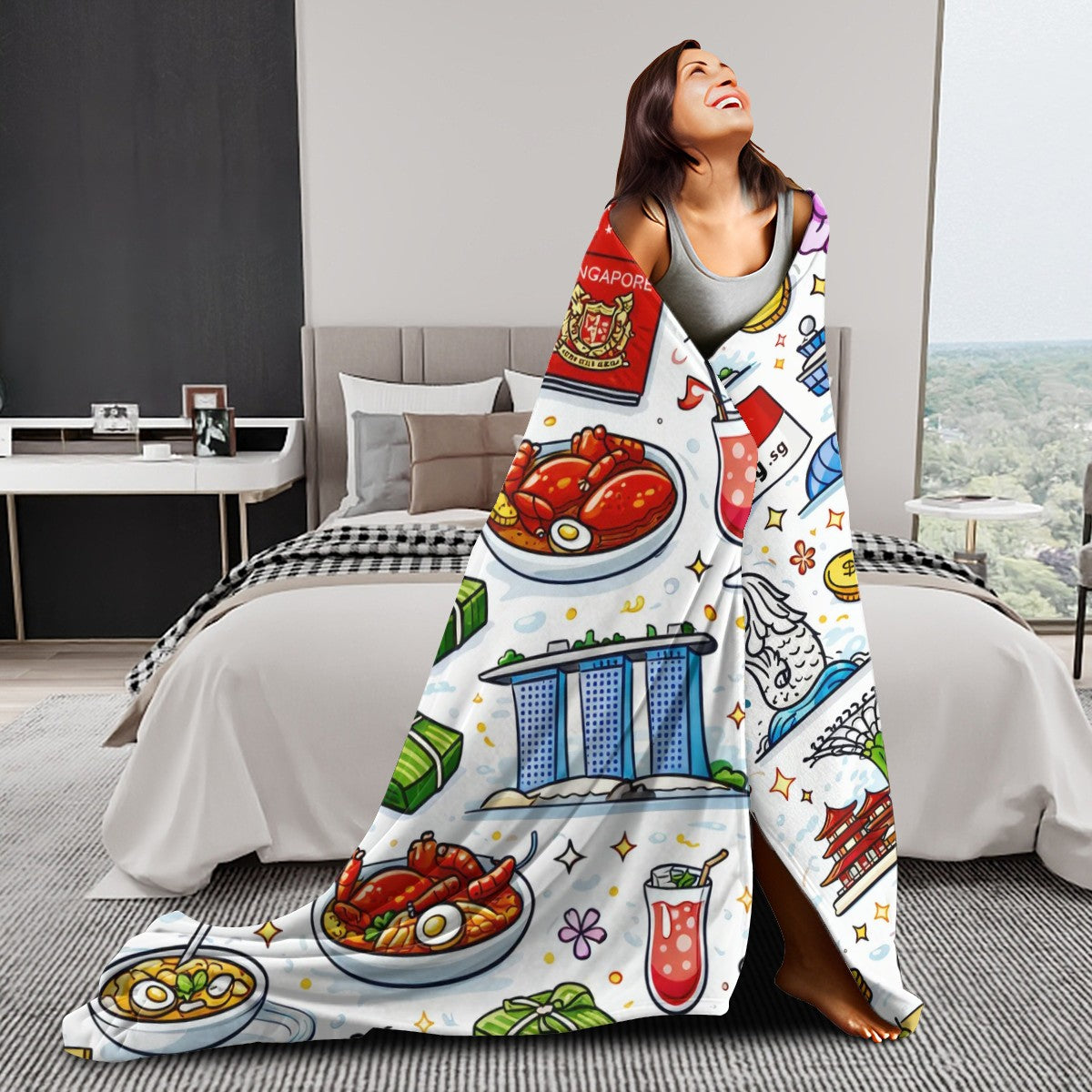 Custom 280 GSM Multi-Size Flannel Throw Blanket (Vertical)