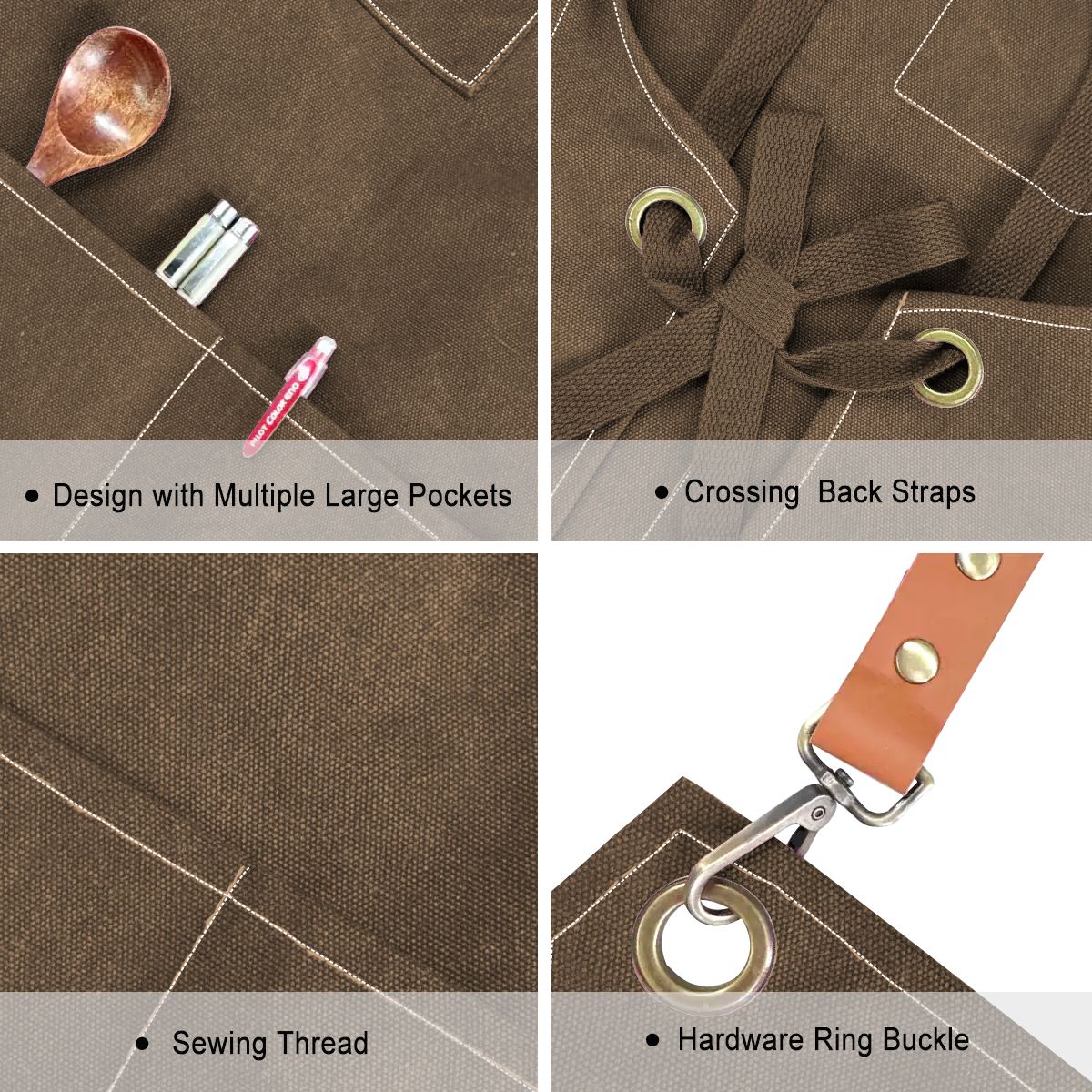 Custom Unisex Canvas Cross Back Apron with Pockets