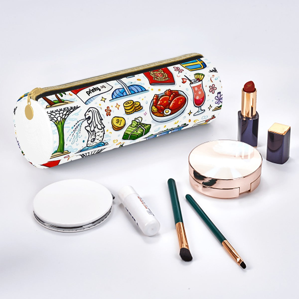 Custom Leather Cylindrical Pencil Case