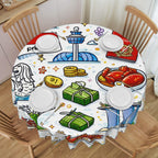 Custom Round Tablecloth with Wavy Edge