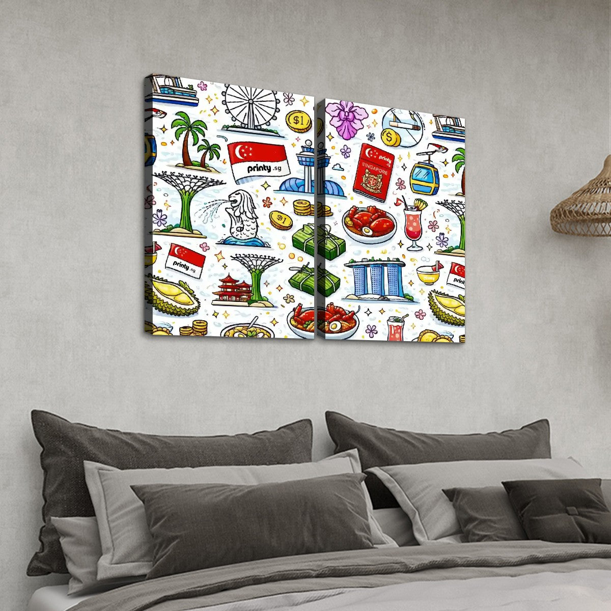 Custom 2 Panels Canvas Prints Wall Art (Set B)