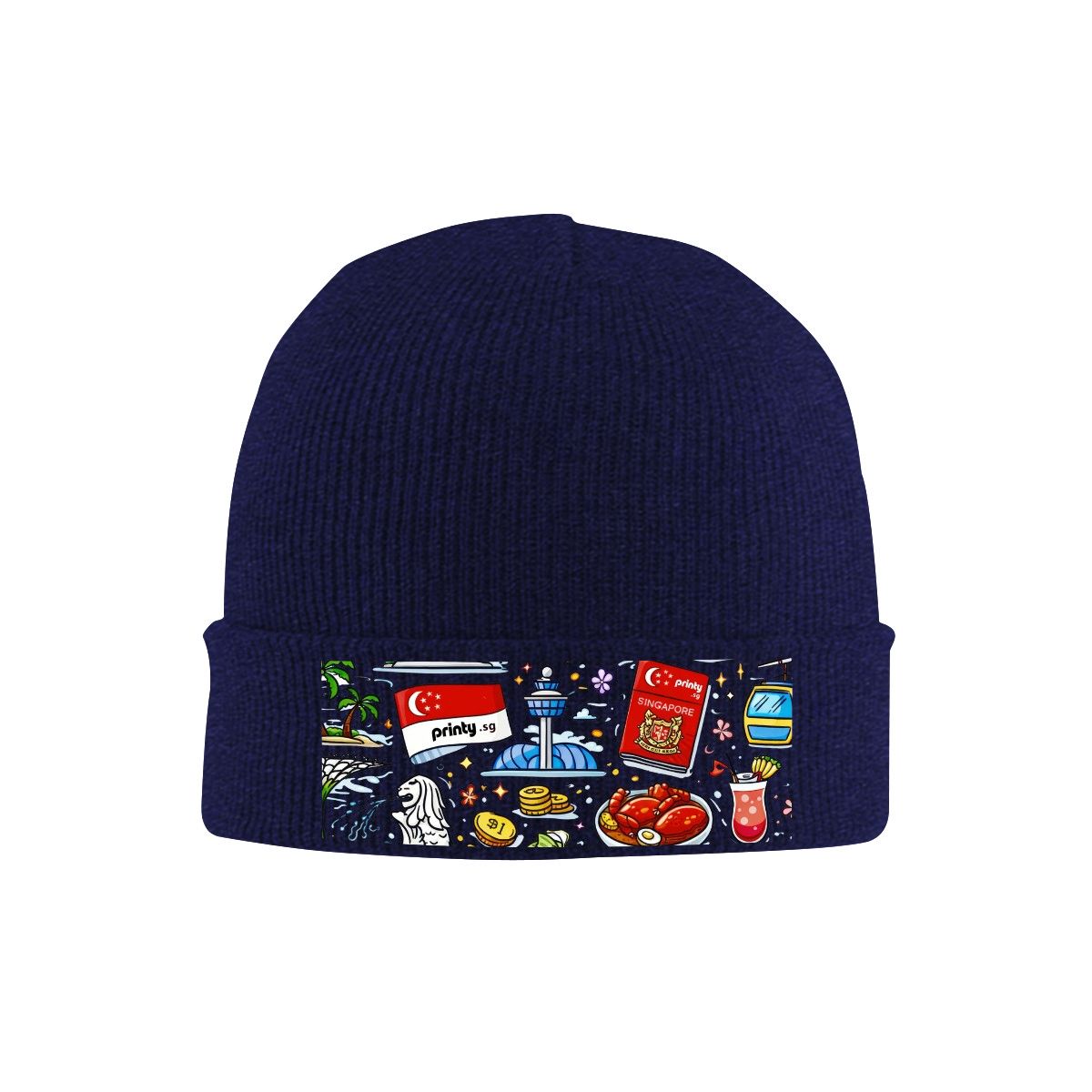 Custom Knit Hat with Heat Transfer Patch