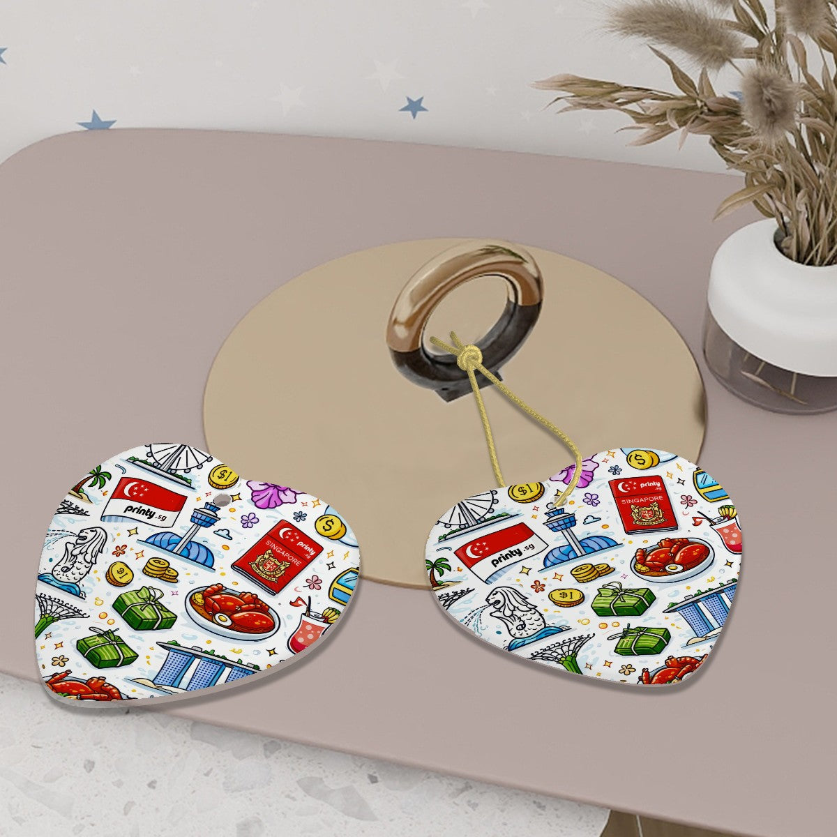 Custom Heart Shape Ceramic Ornaments Christmas Decorations
