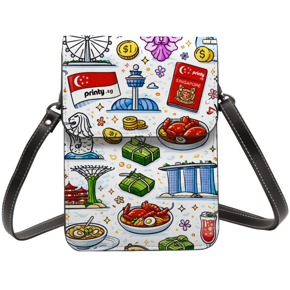 Custom Leather Cell Phone Purse With Shoulder Strap
