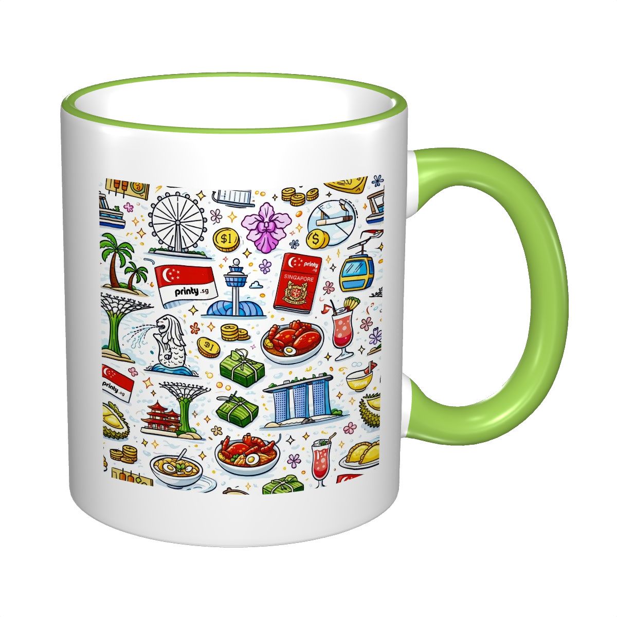 Custom Colored Ceramic Coffee Mug (11oz) (Area Print)