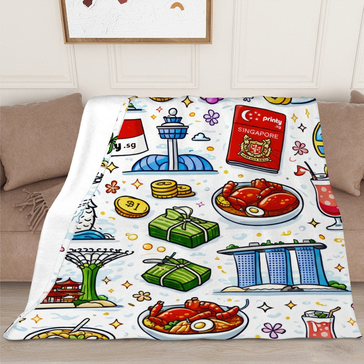 Custom 280 GSM Flannel Throw Blanket 80"x70" (Vertical)
