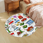 Custom Soft Round Area Rug with White Border