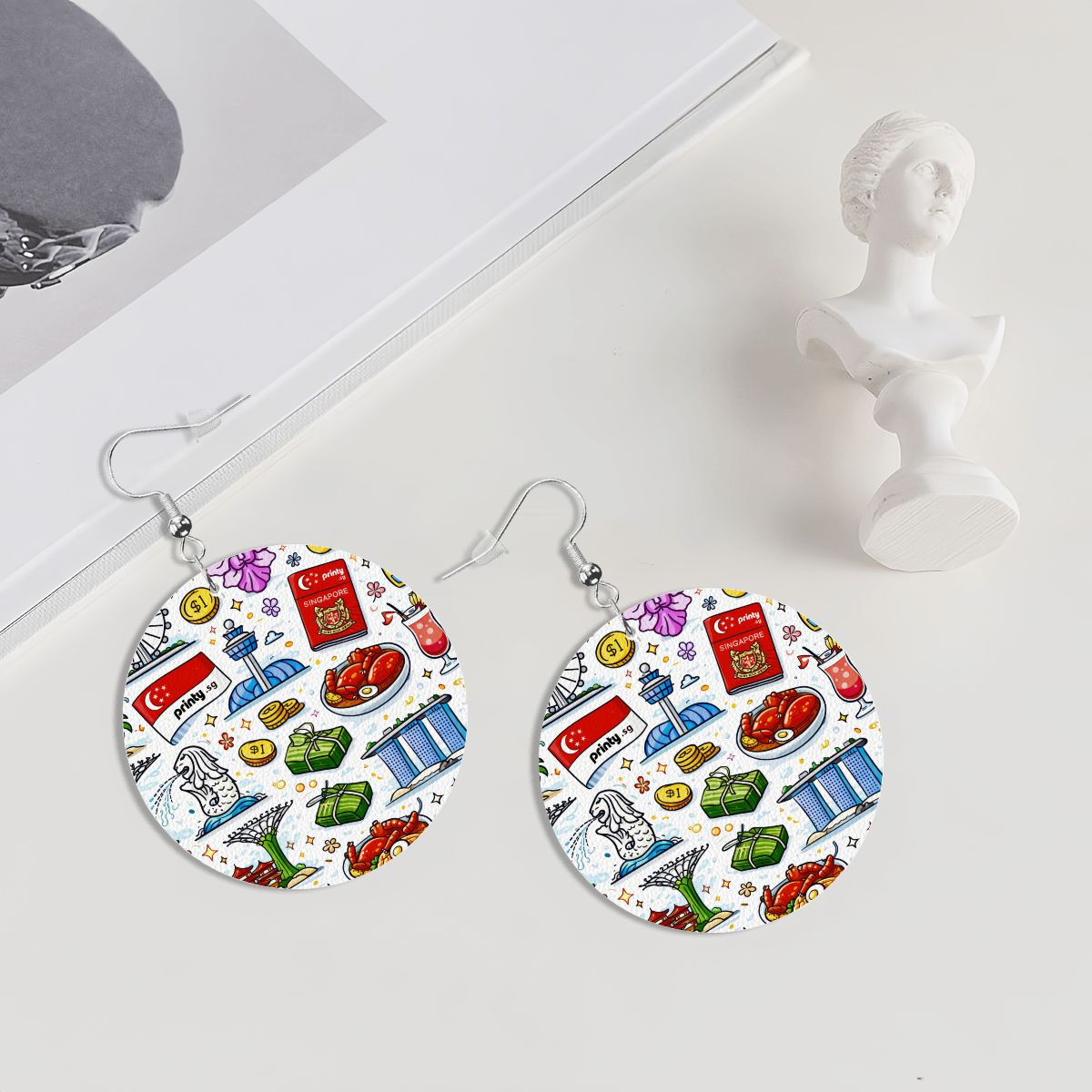 Custom Leather Round Earrings
