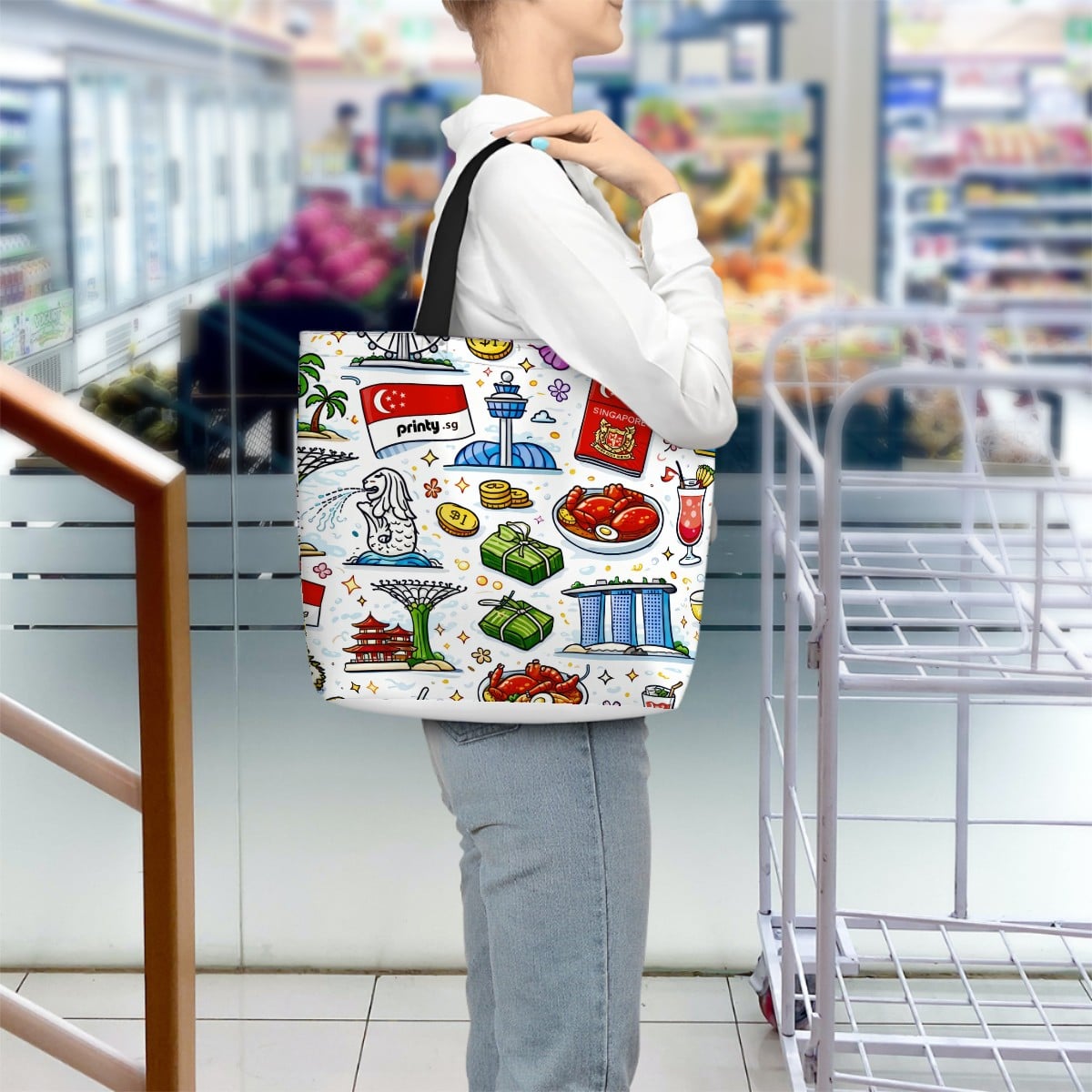Custom Large Capacity One Shoulder Tote Bag (Multi-Sided Design)