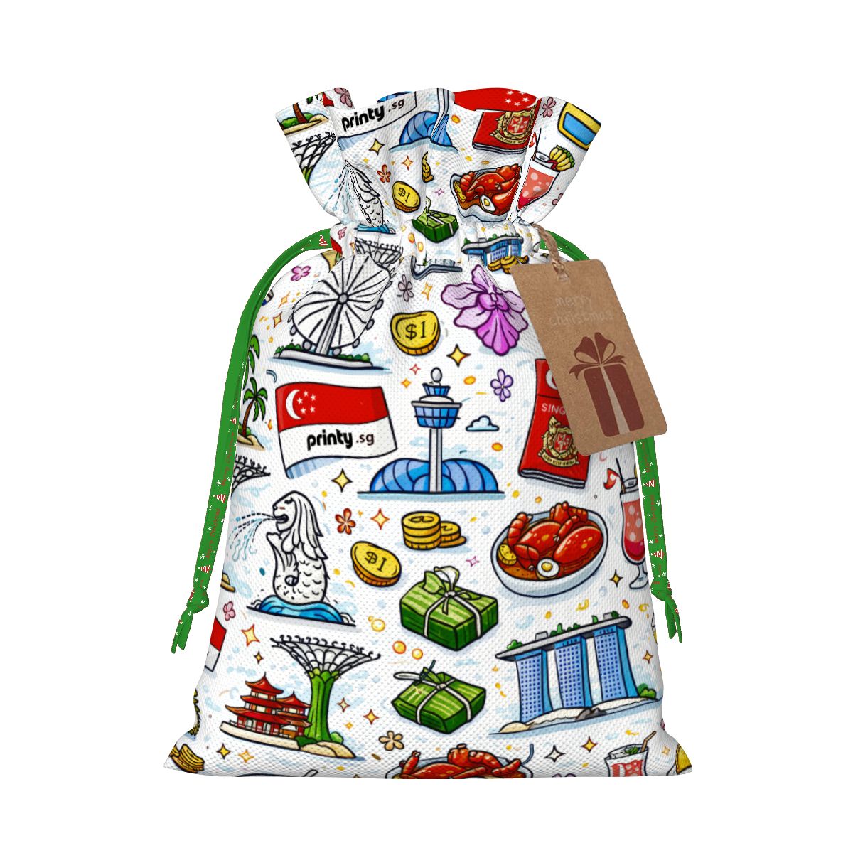 Custom Christmas Drawstring Gift Bags