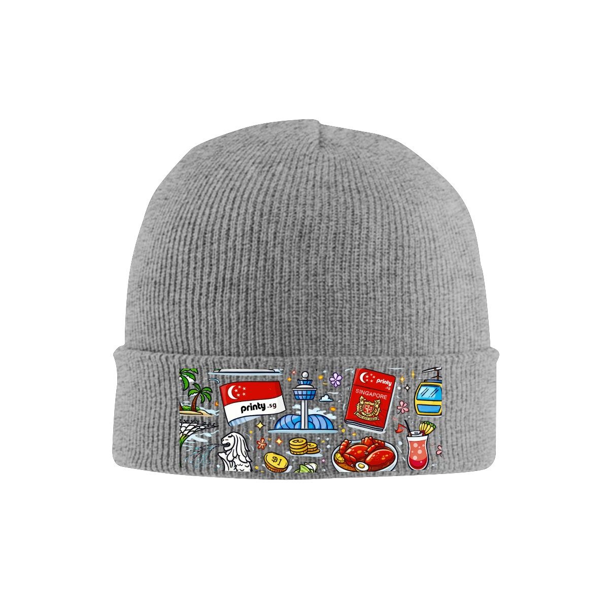 Custom Knit Hat with Heat Transfer Patch