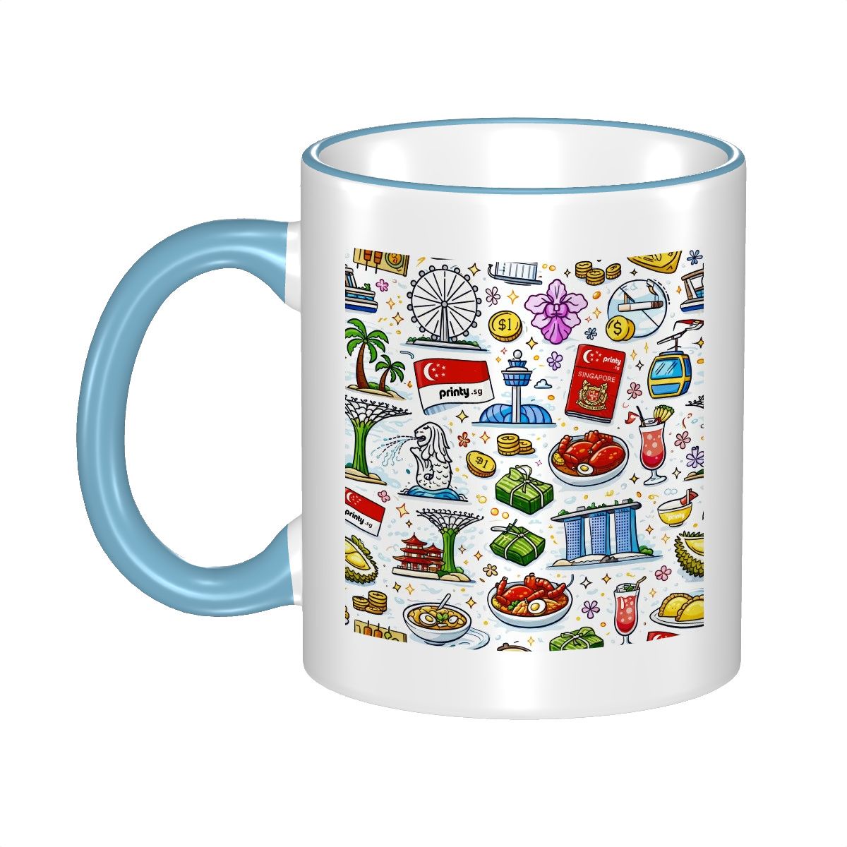 Custom Colored Ceramic Coffee Mug (11oz) (Area Print)